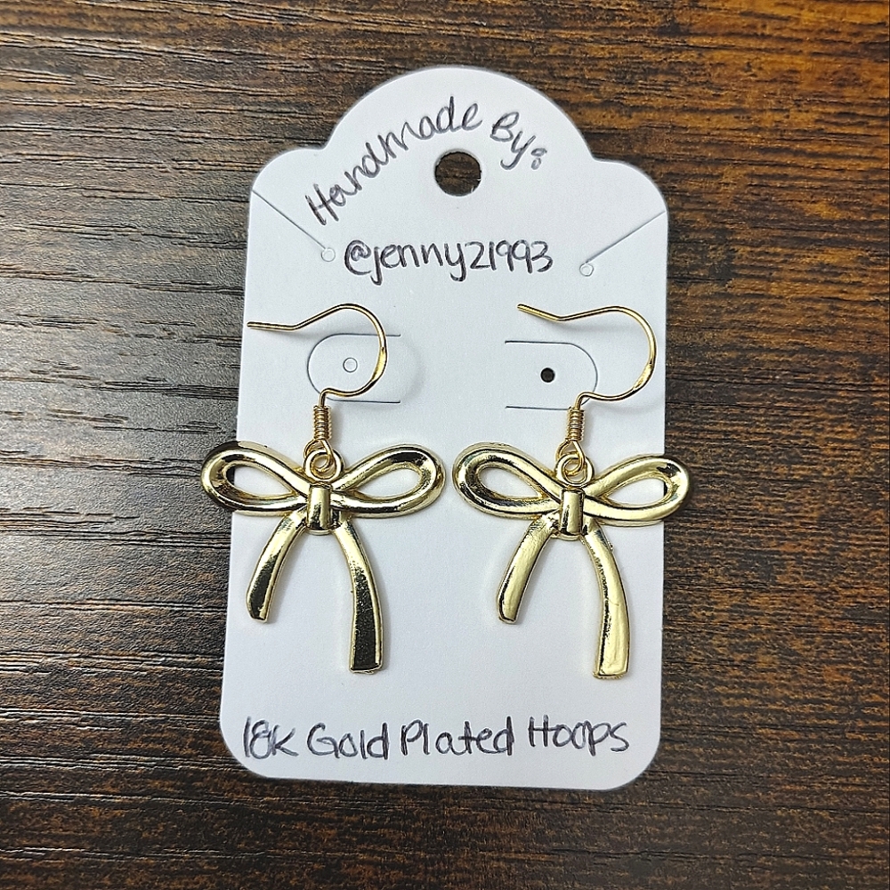 NEW! Jenny's Handmade Gold Bow Earrings 18K Gold Plated Bow Earrings